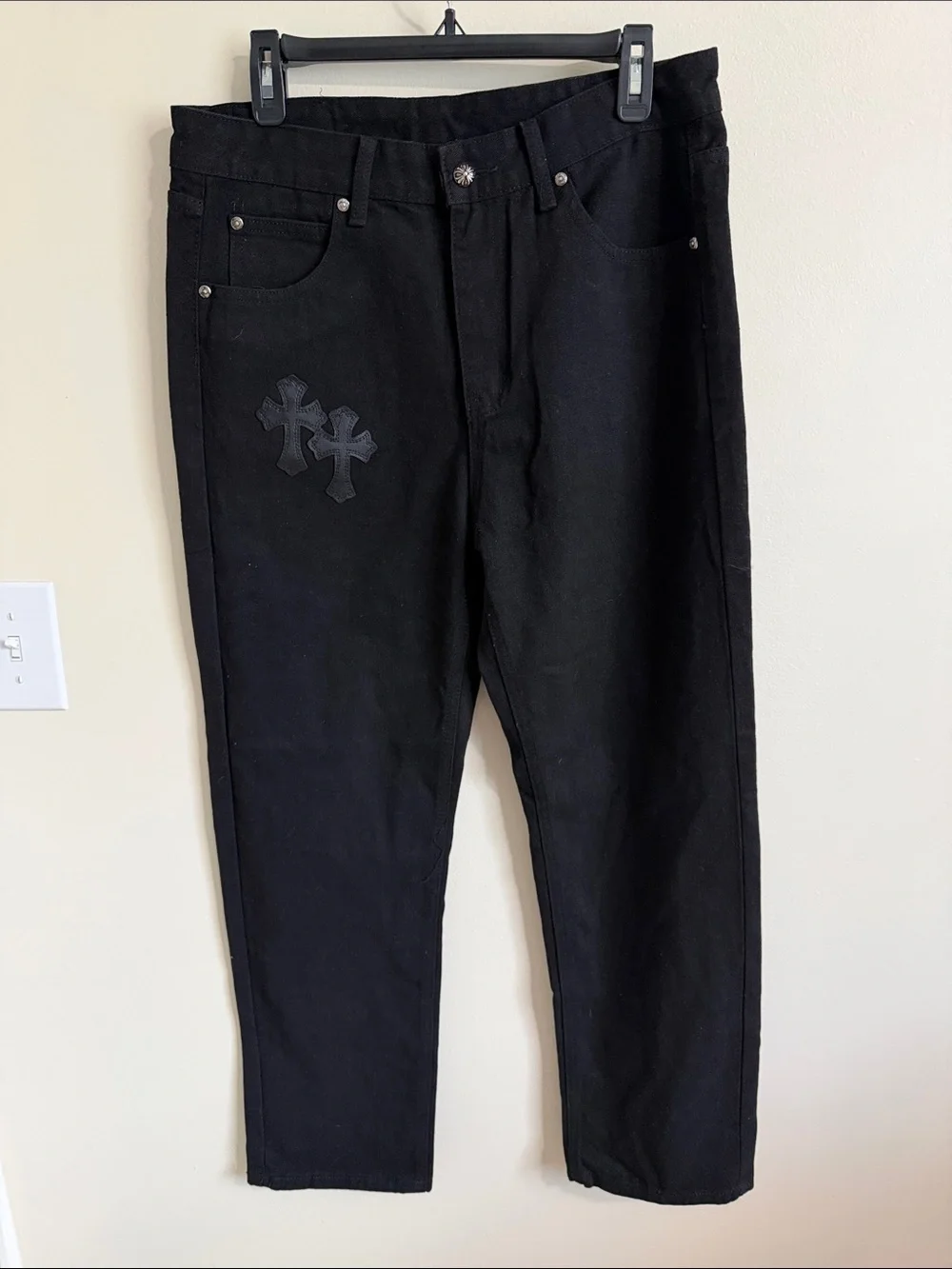 Men's Black Cross Accent Pants